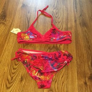Swim suit Pink Butterfly Bikini (Tropic Sun) CUTE! NWT Size 14-16 Butterflies
